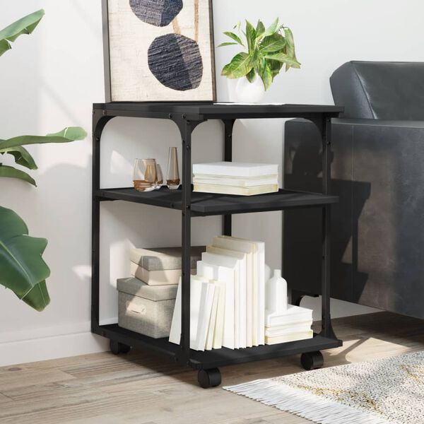 vidaXL Support d'imprimante 3 niveaux noir 43x48x64 cm