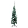 vidaXL Sapin de No&euml;l artificiel mince pr&eacute;-&eacute;clair&eacute; et boules vert 120cm