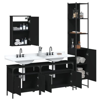 vidaXL Ensemble de meubles salle de bain 4 pcs noir bois d'ingénierie