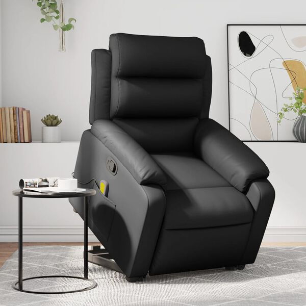 vidaXL Fauteuil inclinable de massage noir similicuir