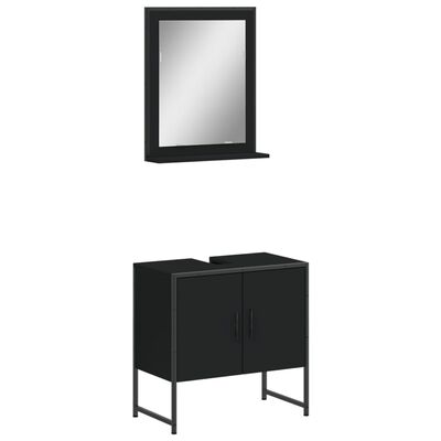 vidaXL Ensemble d'armoires de salle de bain 2 pcs noir bois ingénierie