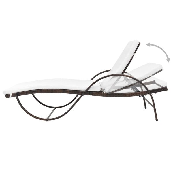 vidaXL Chaise longue avec coussin R&eacute;sine tress&eacute;e Marron