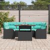 vidaXL Ensemble de canap&eacute; de jardin avec coussin 7 pcs Noir et bleu