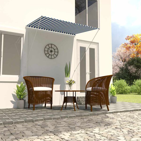 vidaXL Auvent r&eacute;tractable 150x150 cm Bleu et blanc