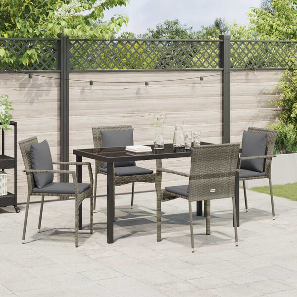 vidaXL Ensemble de salle &agrave; manger pour jardin 5 pcs Gris polyrotin