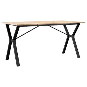 vidaXL Table &agrave; manger cadre en Y 140x80x75 cm bois de pin massif acier