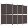 vidaXL Cloison de s&eacute;paration 5 panneaux Marron 250x180 cm Tissu