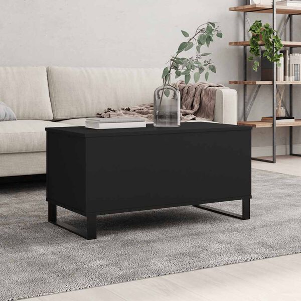 vidaXL Table basse Noir 90x44,5x45 cm Bois d'ing&eacute;nierie