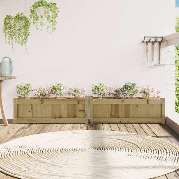 vidaXL Jardini&egrave;res 2 pcs bois de pin impr&eacute;gn&eacute;