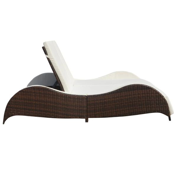 vidaXL Chaise longue double avec coussin R&eacute;sine tress&eacute;e Marron