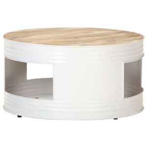 vidaXL Table basse Blanc 68x68x36 cm Bois de manguier solide