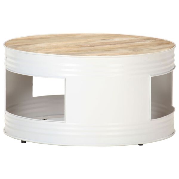 vidaXL Table basse Blanc 68x68x36 cm Bois de manguier solide