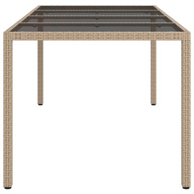 vidaXL Table de jardin Beige 190x90x75 cm Verre trempé/résine tressée