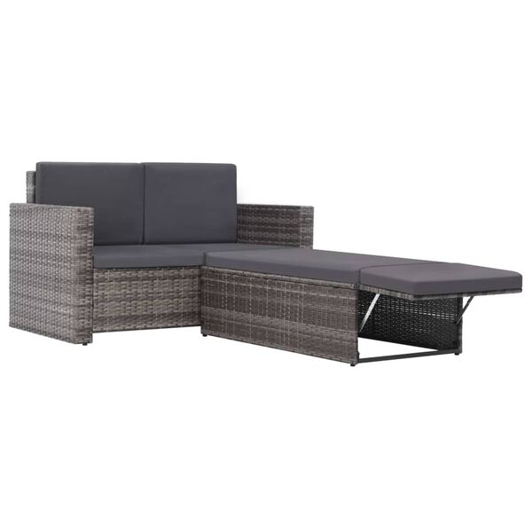 vidaXL Salon de jardin 2 pcs avec coussins R&eacute;sine tress&eacute;e Gris