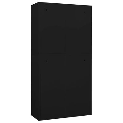 vidaXL Armoire de bureau Noir 90x40x180 cm Acier et verre trempé