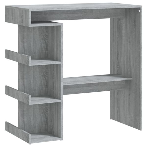 vidaXL Table de bar et étagère de rangement Sonoma gris 100x50x101,5cm