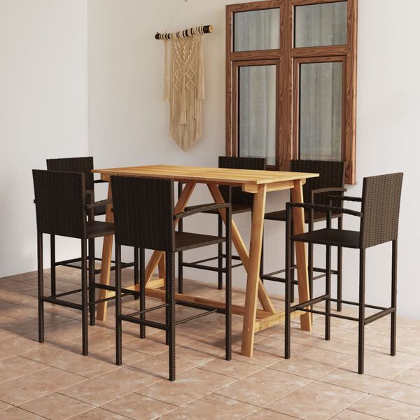 vidaXL Ensemble de bar de jardin 7 pcs Marron
