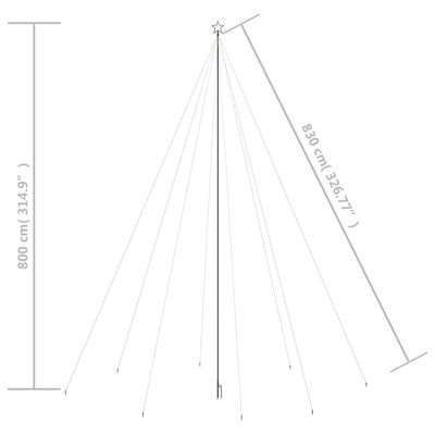 vidaXL Lumières d'arbre de Noël int/ext 1300 LED blanc froid 8 m