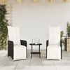 vidaXL Chaises inclinables de jardin lot de 2 et coussins noir rotin