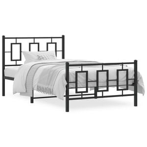 vidaXL Cadre de lit métal sans matelas et pied de lit noir 100x200 cm