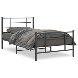 vidaXL Cadre de lit m&eacute;tal sans matelas et pied de lit noir 100x200 cm