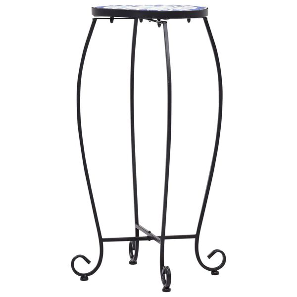 vidaXL Tables mosa&iuml;que 3 pcs Bleu et blanc C&eacute;ramique