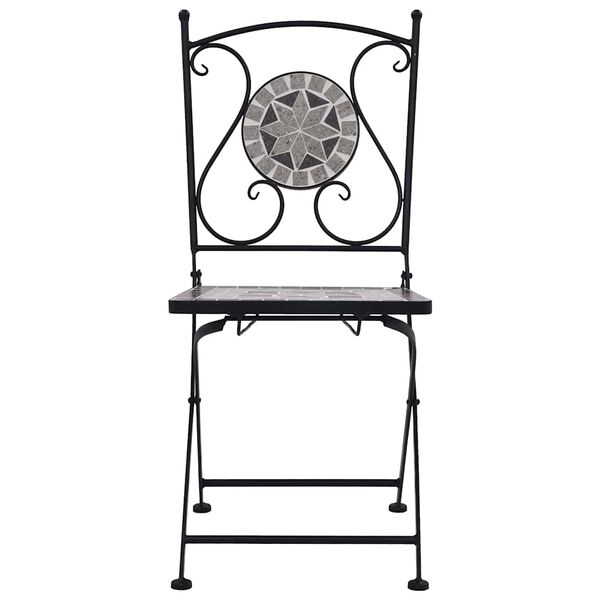 vidaXL Chaises de bistrot mosa&iuml;que 2 pcs Gris