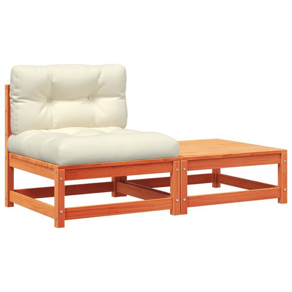 vidaXL Canap&eacute; de jardin sans accoudoirs avec coussins et repose-pieds