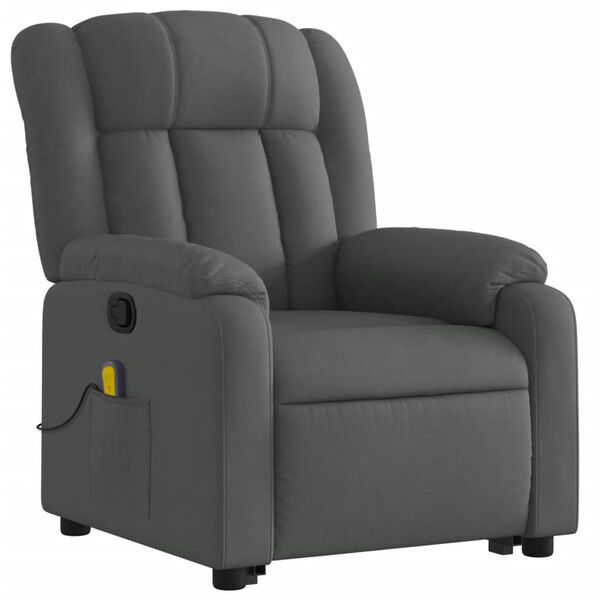 vidaXL Fauteuil inclinable de massage gris fonc&eacute; tissu