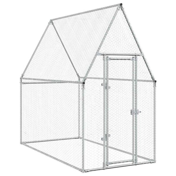vidaXL Cage pour poules argent&eacute; 200x100x190 cm acier galvanis&eacute;