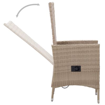 vidaXL Chaises d'extérieur lot de 2 avec coussins Résine tressée Beige