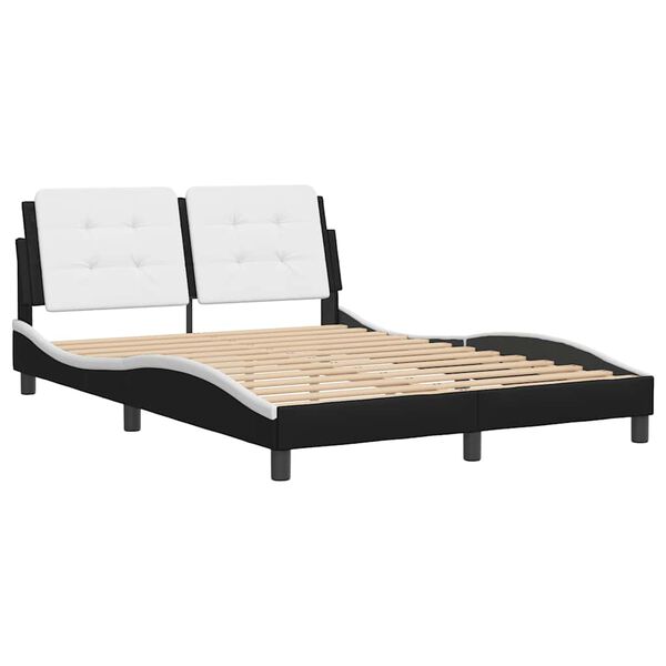 vidaXL Cadre de lit sans matelas Zadar noir et blanc 137x190 cm similicuir