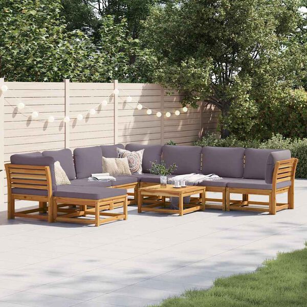 vidaXL Salon de jardin avec coussins 9 pcs bois massif d'acacia