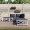 vidaXL Salon de jardin avec coussins 5 pcs blanc acier