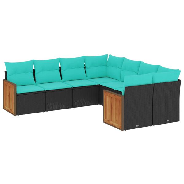vidaXL Salon de jardin 8 pcs avec coussins noir r&eacute;sine tress&eacute;e