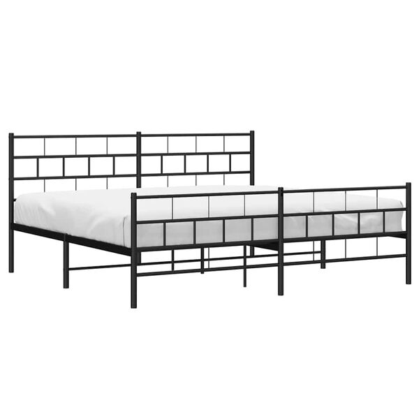 vidaXL Cadre de lit m&eacute;tal sans matelas avec pied de lit noir 183x213cm