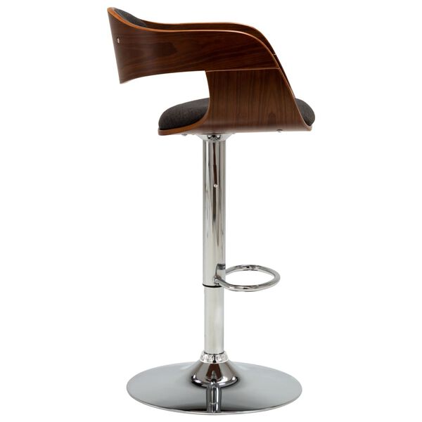 vidaXL Tabouret de bar Gris Bois courb&eacute; et tissu