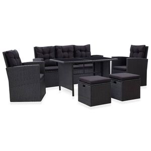 vidaXL Salon de jardin 6 pcs avec coussins R&eacute;sine tress&eacute;e Noir