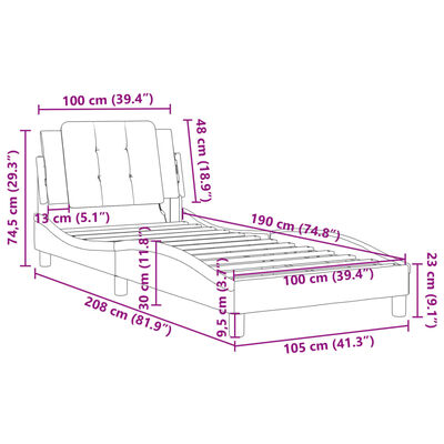 vidaXL Cadre de lit sans matelas noir blanc 100x190 cm similicuir