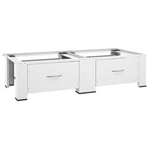 vidaXL Socle double pour lave-linge et s&egrave;che-linge avec tiroirs Blanc