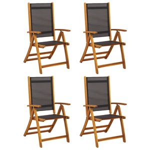 vidaXL Chaises de jardin pliantes lot de 4 acacia massif et textil&egrave;ne