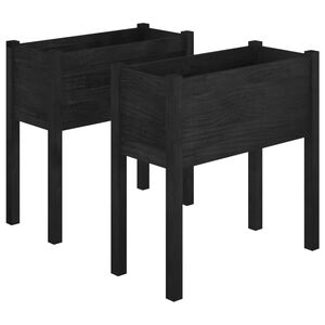 vidaXL Jardini&egrave;res 2 pcs Noir 70x31x70 cm Bois de pin massif