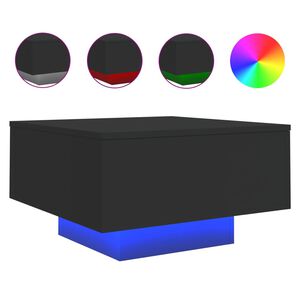 vidaXL Table basse avec lumi&egrave;res LED noir 55x55x31 cm