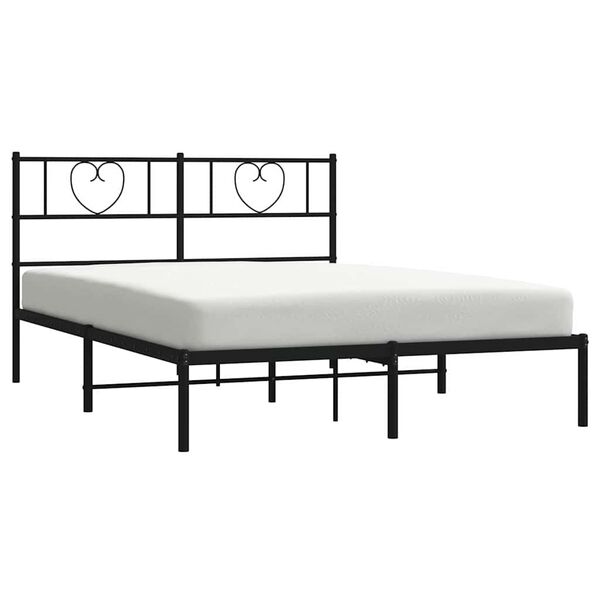 vidaXL Cadre de lit m&eacute;tal sans matelas avec t&ecirc;te de lit noir 150x200cm