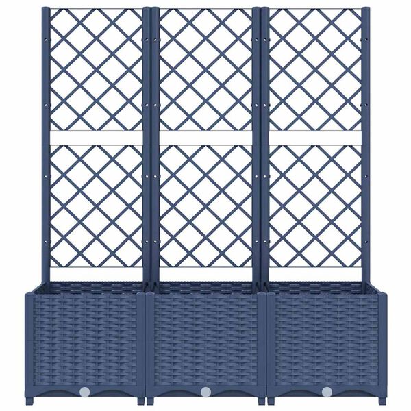 vidaXL Jardini&egrave;re avec treillis bleu gris 120x40x136 cm PP