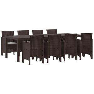 vidaXL Ensemble de salle à manger pour jardin 9 pcs Marron Rattan Polt