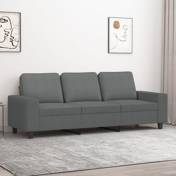 vidaXL Canap&eacute; &agrave; 3 places Gris fonc&eacute; 180 cm Tissu