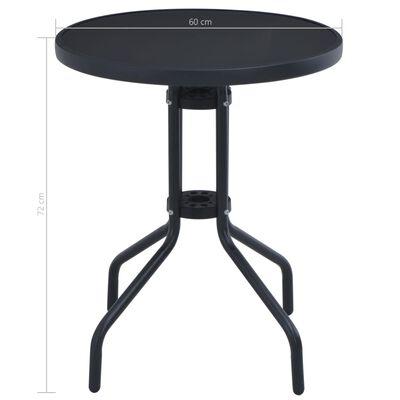 vidaXL Table de jardin Noir 60 cm Acier et verre