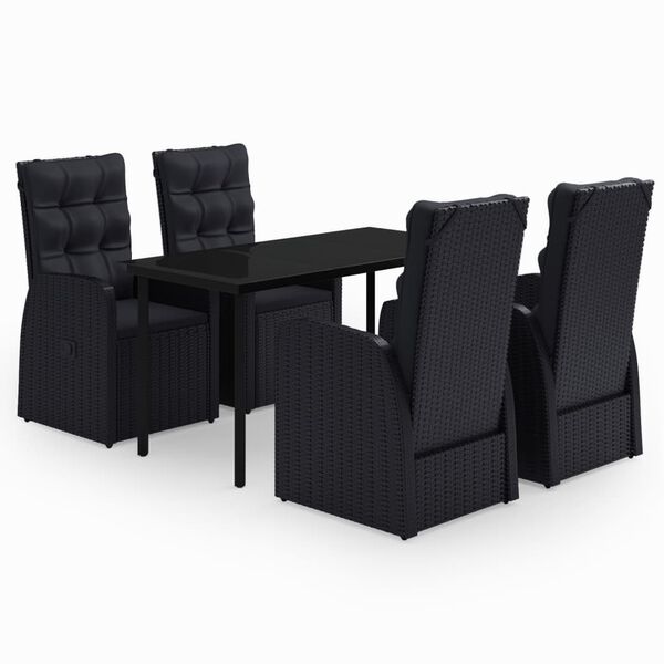 vidaXL Ensemble &agrave; manger de jardin avec coussins 5 pcs Noir