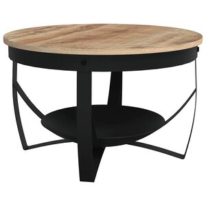 vidaXL Table basse Ø68x43 cm Bois de manguier brut